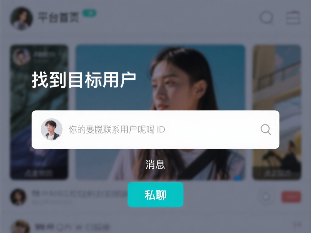 找到目标用户：在平台首页或搜索栏中，输入你想要联系